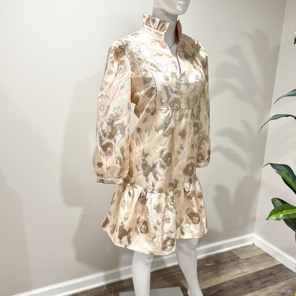 NWT Tuckernuck Palmerston Champagne Fil Coupé Dress XS Wedding Guest Party - Picture 6 of 13